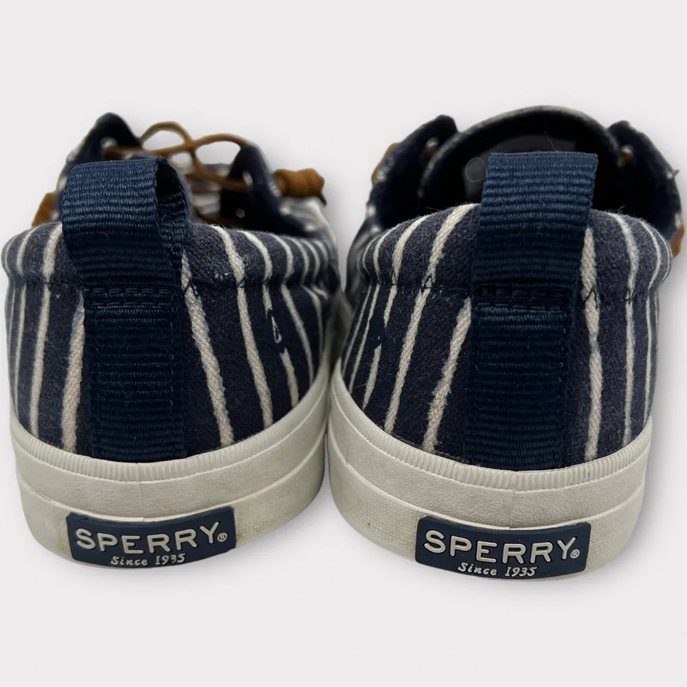 Sperry Womens 9.5 Top-Sider Boat Shoes Blue White Stripe Deck Flats Coastal